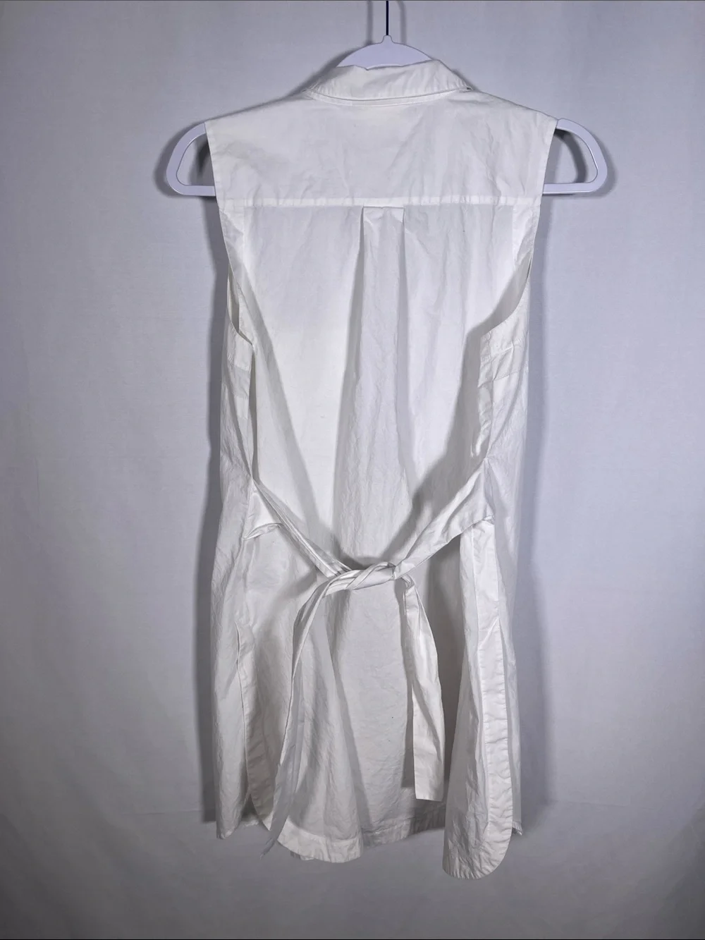 MAEVE ANTHROPOLOGIE WOMENS WHITE SLEEVELESS BUTTON DOWN TUNIC BLOUSE COTTON 12